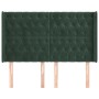 Cabecero con orejas de terciopelo verde oscuro 147x16x118/128cm