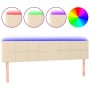 Cabecero con LED de tela color crema 200x5x78/88 cm