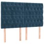 Cabecero con luces LED terciopelo azul oscuro 160x7x118/128 cm