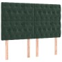 Cabecero con luces LED terciopelo verde oscuro 144x7x118/128 cm