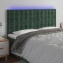 Cabecero con luces LED terciopelo verde oscuro 180x5x118/128 cm