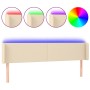 Cabecero con LED de tela crema 183x16x78/88 cm