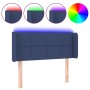 Cabecero con LED de tela azul 83x16x78/88 cm