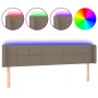 Cabecero con LED de tela gris taupe 183x16x78/88 cm