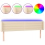 Cabecero con LED de tela crema 203x16x78/88 cm
