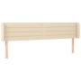 Cabecero con LED de tela crema 203x16x78/88 cm