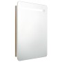Armario de baño con espejo y LED blanco y roble 60x11x80 cm