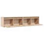 Armario de pared 2 uds madera maciza de pino 80x30x35 cm
