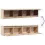 Armario de pared 2 uds madera maciza de pino 80x30x35 cm