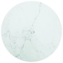 Tablero de mesa diseño mármol vidrio templado blanco Ø70x0,8 cm