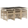 Set comedor de jardín 7 pzas con cojines ratán sintético beige
