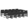 Set de comedor jardín 11 pzas con cojines ratán sintético negro