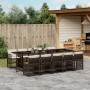 Set comedor de jardín 11 pzas y cojines ratán sintético marrón