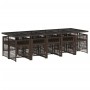 Set comedor de jardín 11 pzas y cojines ratán sintético marrón