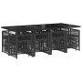 Set comedor de jardín con cojines 13 pzas ratán sintético negro