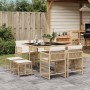 Set comedor de jardín 9 pzas con cojines ratán sintético beige