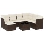 Set sofás de jardín 8 piezas y cojines ratán sintético marrón