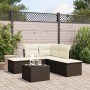 Set sofás de jardín 6 piezas y cojines ratán sintético marrón