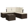 Set sofás de jardín 6 piezas y cojines ratán sintético marrón