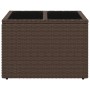 Mesa de jardín superficie cristal ratán PE marrón 55x55x37 cm