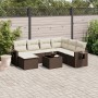 Set sofás de jardín 8 piezas y cojines ratán sintético marrón