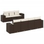 Set sofás de jardín 8 piezas y cojines ratán sintético marrón