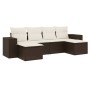 Set sofás de jardín 6 piezas y cojines ratán sintético marrón