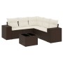 Set sofás de jardín 6 piezas y cojines ratán sintético marrón