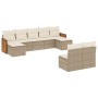Set de sofás de jardín 9 pzas con cojines ratán sintético beige