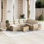 Juego de sofás de jardín con cojines beige 8 pzas ratán PE