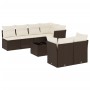 Set sofás de jardín 8 piezas y cojines ratán sintético marrón