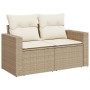 Set sofás de jardín 14 pzas con cojines ratán sintético beige