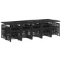 Set comedor de jardín con cojines 15 pzas ratán sintético negro