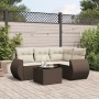 Set comedor de jardín 5 piezas y cojines ratán sintético marrón