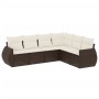 Set sofás de jardín 6 piezas y cojines ratán sintético marrón