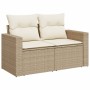 Set sofás de jardín 7 piezas y cojines ratán sintético beige
