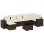 Set sofás de jardín 8 piezas y cojines ratán sintético marrón