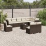 Set de sofás de jardín 11 pzas cojines ratán sintético marrón