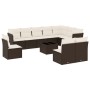 Set de sofás de jardín 11 pzas cojines ratán sintético marrón