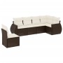 Set sofás de jardín 6 piezas y cojines ratán sintético marrón