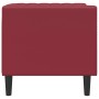 Sillón Chesterfield de cuero artificial rojo tinto