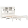 Cama con estantería sin colchón madera maciza blanca 150x200 cm