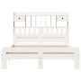 Cama con estantería sin colchón madera maciza blanca 150x200 cm
