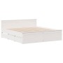 Cama con estantería sin colchón madera maciza blanca 180x200 cm