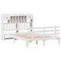 Cama con estantería sin colchón madera maciza blanca 150x200 cm