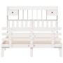 Cama con estantería sin colchón madera maciza blanca 150x200 cm