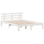 Cama con estantería sin colchón madera maciza blanca 150x200 cm