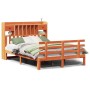 Cama con estantería sin colchón madera maciza marrón 160x200 cm