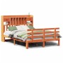 Cama con estantería sin colchón madera maciza marrón 140x200 cm