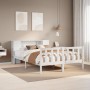 Cama con estantería sin colchón madera maciza blanca 140x190 cm